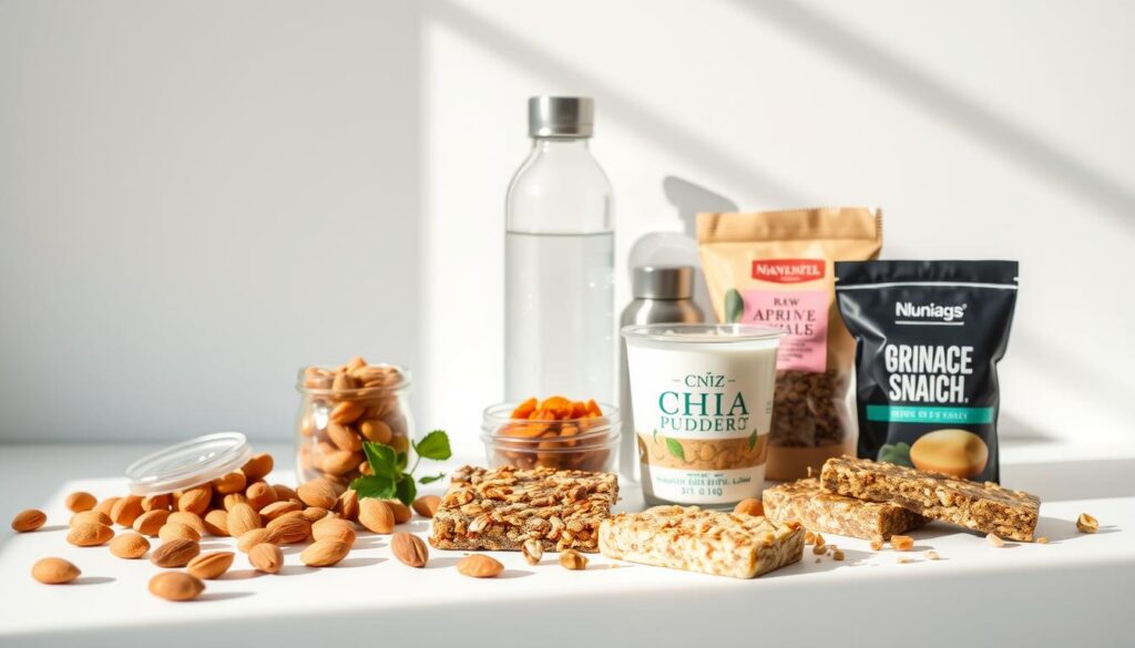 A still life arrangement of customs-friendly anti-jet lag snacks for pilots, set against a clean, minimalist background. In the foreground, an assortment of nutrient-dense options such as raw almonds, dried apricots, granola bars, and chia seed pudding. The middle ground features a reusable water bottle and a small thermos, hinting at the need to stay hydrated. Soft, directional lighting casts gentle shadows, creating a calm, relaxed atmosphere. The overall scene conveys a sense of practicality and wellness, reflecting the article's focus on healthy snacking for pilots on the go. A still life arrangement of customs-friendly anti-jet lag snacks for pilots, set against a clean, minimalist background. In the foreground, an assortment of nutrient-dense options such as raw almonds, dried apricots, granola bars, and chia seed pudding. The middle ground features a reusable water bottle and a small thermos, hinting at the need to stay hydrated. Soft, directional lighting casts gentle shadows, creating a calm, relaxed atmosphere. The overall scene conveys a sense of practicality and wellness, reflecting the article's focus on healthy snacking for pilots on the go.