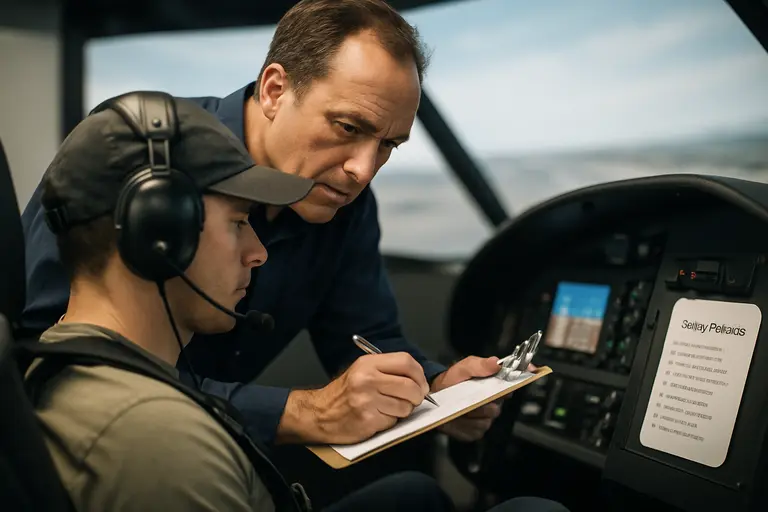 Instructor monitoring a trainee from a simulator control station
