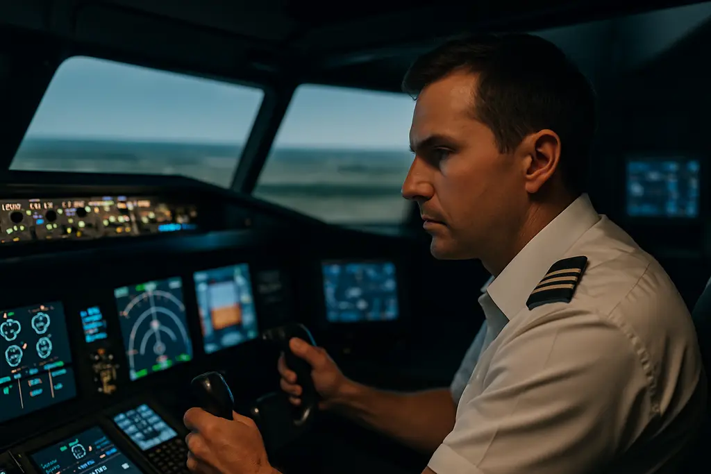 737 MAX-7 certification briefing with pilots reviewing aircraft systems in a training room