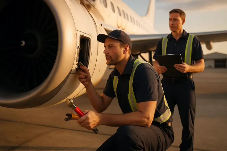 Instructor reviewing aircraft training documents with a flight crew