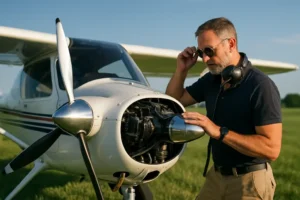 MOSAIC rule training aircraft parked on a quiet ramp before a lesson