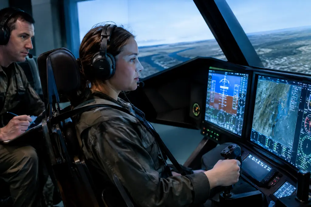 AAM Pilot Training session with instructor reviewing powered-lift simulator data