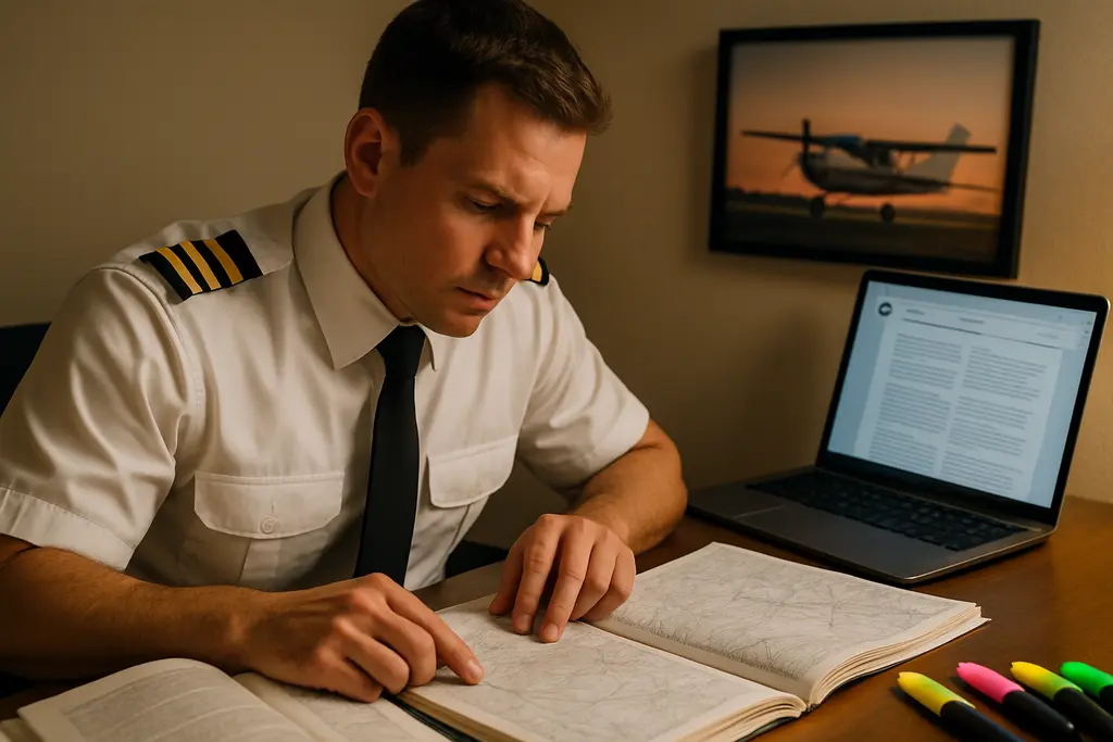 Accident Risk Mitigation briefing with pilots reviewing safety procedures before flight