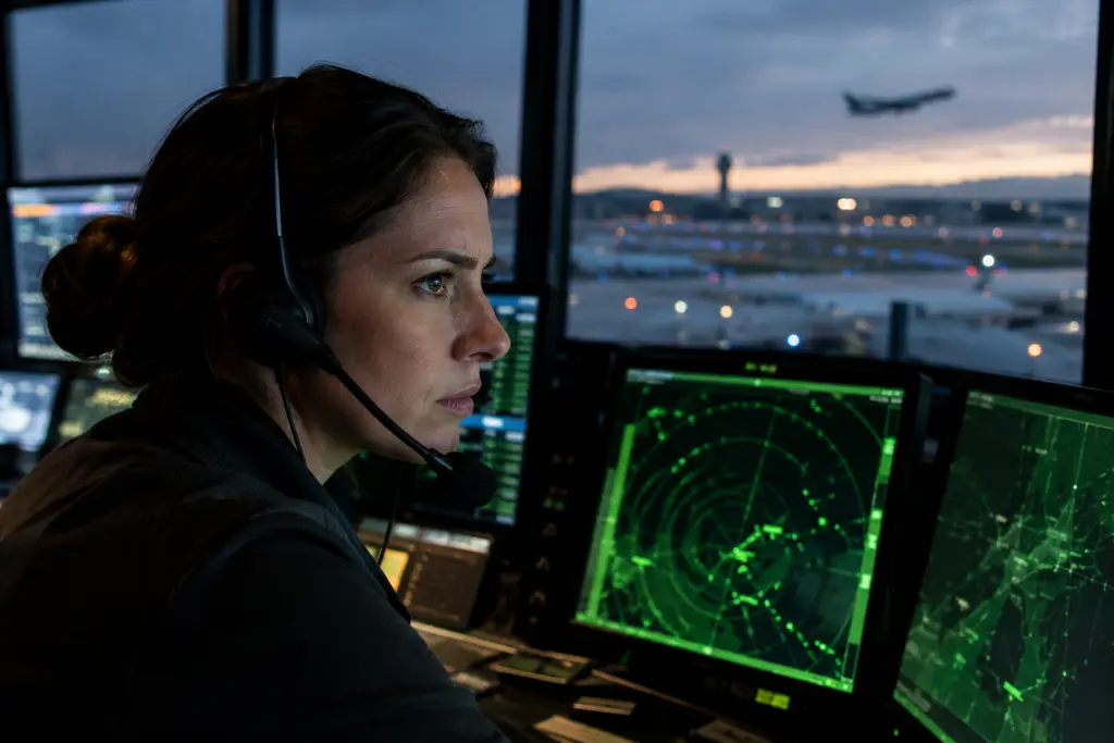 Pilot reviewing charts while discussing aging ATC infrastructure during preflight planning