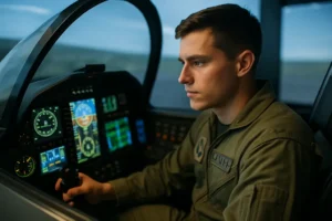 Air Force Pilot Training student and instructor reviewing aircraft checklist before departure