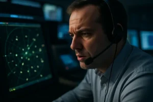 Pilot reviewing ATC vulnerabilities and backup communication notes before flight