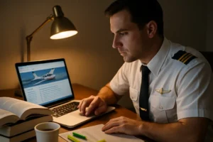 Student pilot reviewing FAA Knowledge Tests chart questions on a tablet